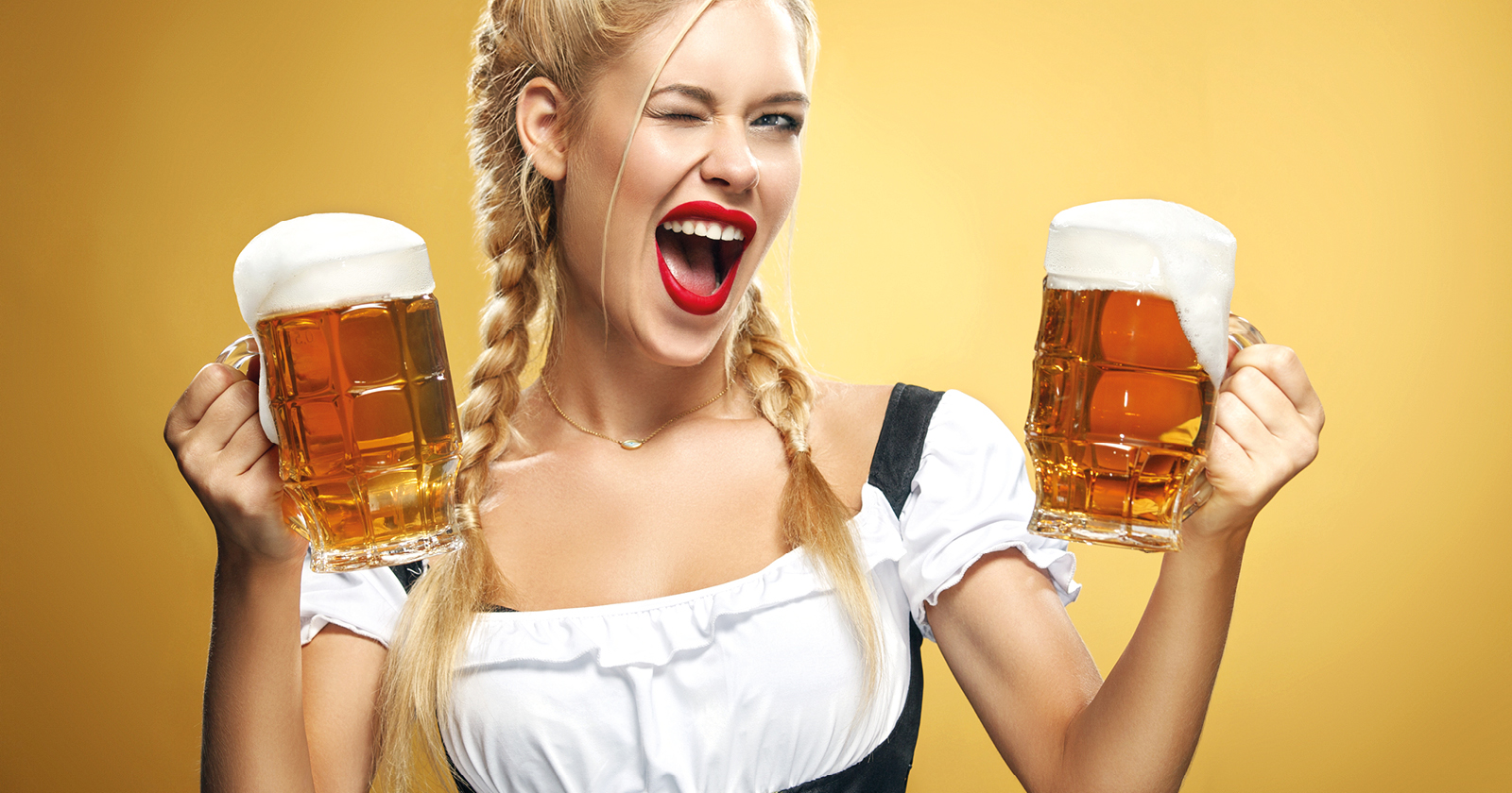 german waitress blinking